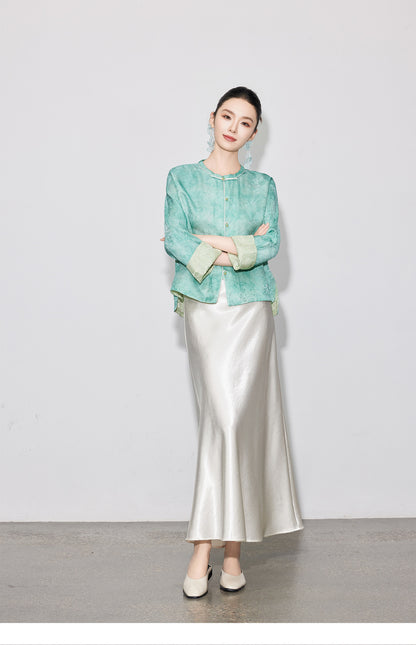 Chic High-End Diagonal Cut Satin Mermaid Skirt