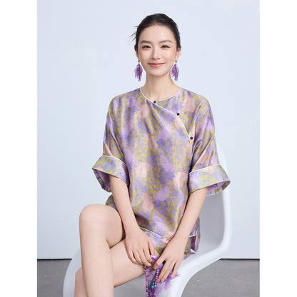 Elegant Chinese Style Summer Top & Shorts Outfit